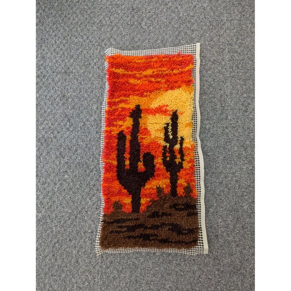 WonderArt Latch Hook 12"X27" Finished Desert Song Cactus Sun No. 4777 - Picture 1 of 6